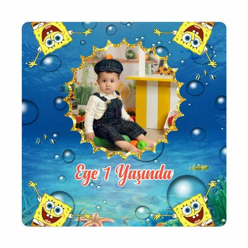 Sünger Bob Temalı Doğum Günü Magneti